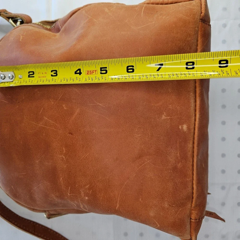 Raven + Lily Brown Natural Leather Minimalist‎ Backpack